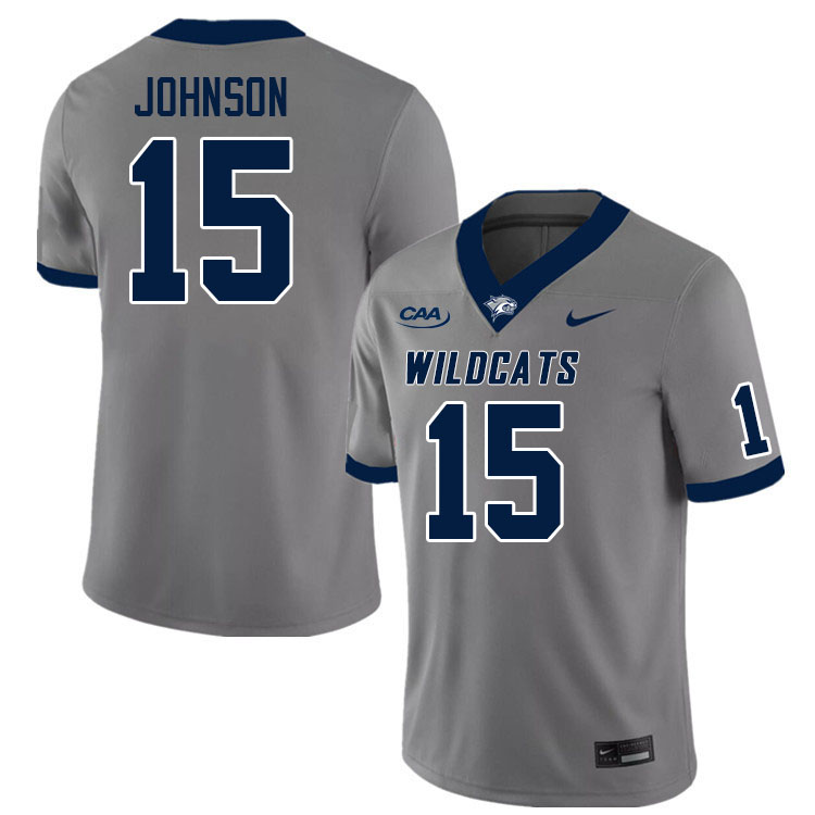 New Hampshire Wildcats #15 Dajzuan Johnson College Football Jerseys Stitched Sale-Grey